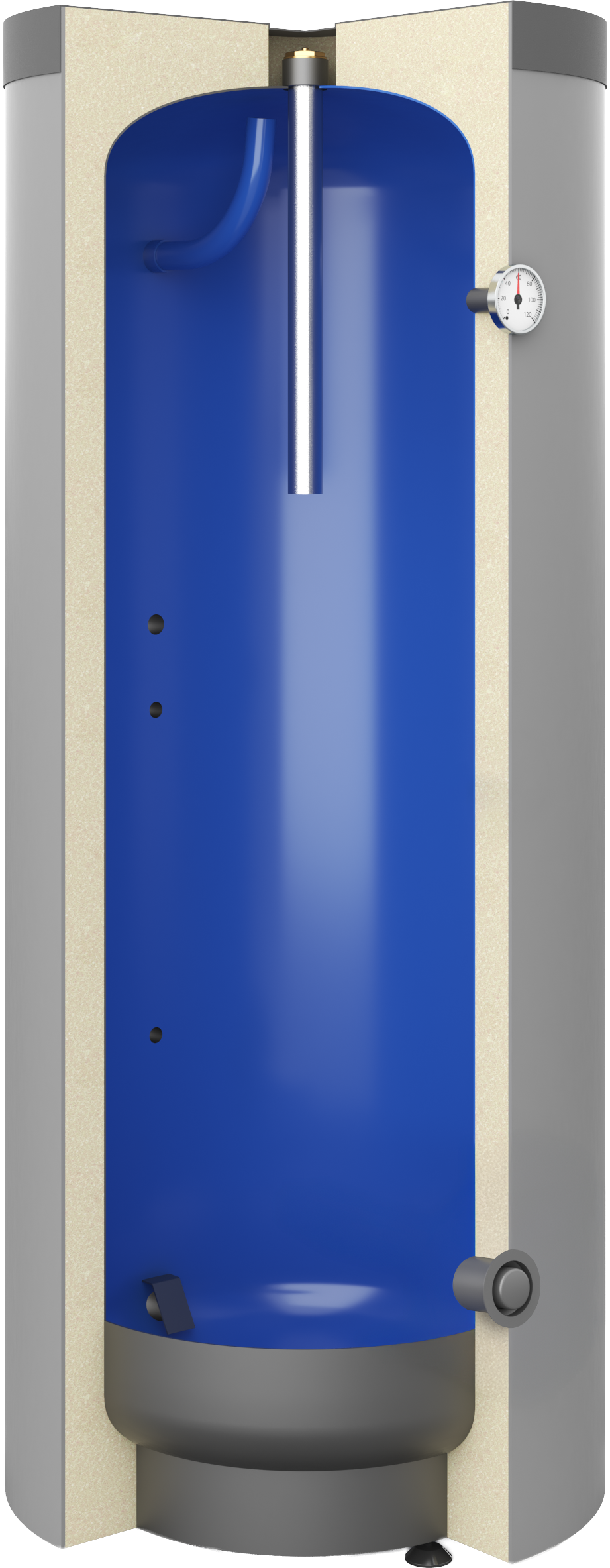 DHW tanks without spiral coils